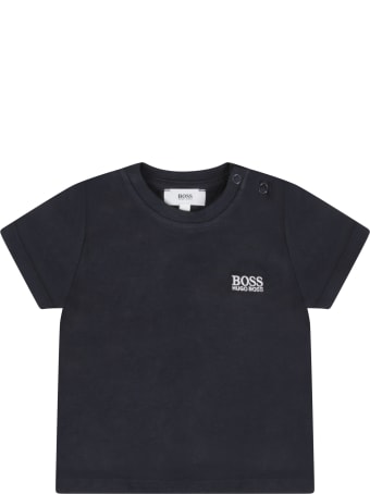 Hugo Boss Blue T-shirt For Baby Boy With White Logo