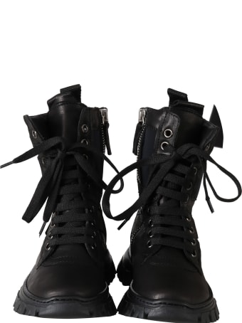 Cinzia Araia Black Boots For Kids With Logo