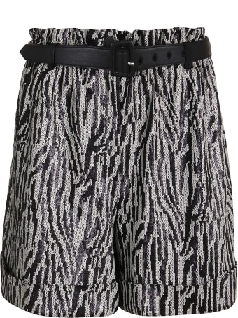 self-portrait Zebra Sequin High Waisted Shorts