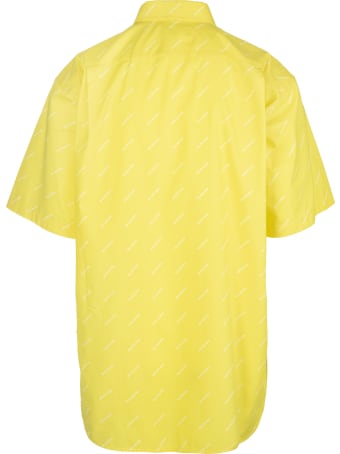 Balenciaga Yellow Shirt With White All-over Logo
