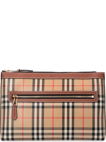 Burberry Canvas Envelope Bag With Check Motif