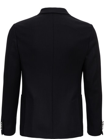 Tonello Double-breasted Blazer In Jerey Wool With Contrasting Buttons
