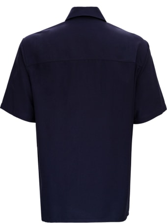 Ami Alexandre Mattiussi Blue Bowling Shirt In Viscose Blend