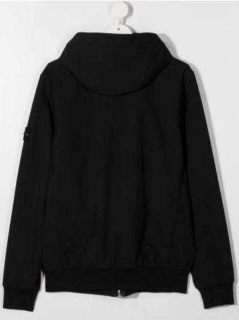 Stone Island Black Hoodie With Logo Patch