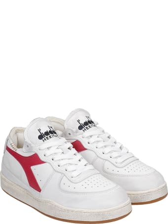 Diadora Mi Basket Row C Sneakers In White Leather