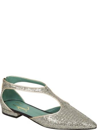 Paola D'Arcano Pointed Toe Metallic Back-zip Sandals