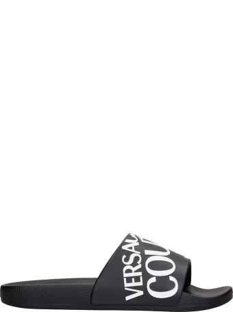 Versace Jeans Couture Flats In Black Rubber/plasic