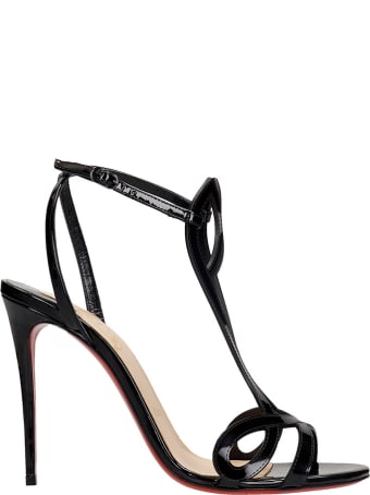 Christian Louboutin Double L Sandals In Black Patent Leather