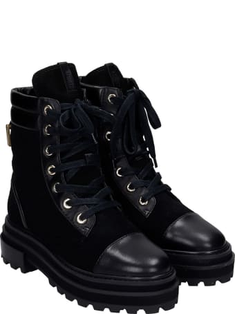 Schutz Combat Boots In Black Leather