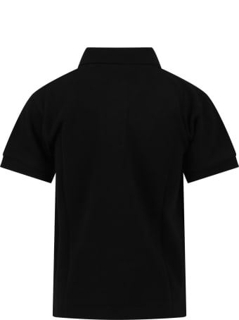 Comme des Garçons Play Black Polo T-shirt For Kids With Logo