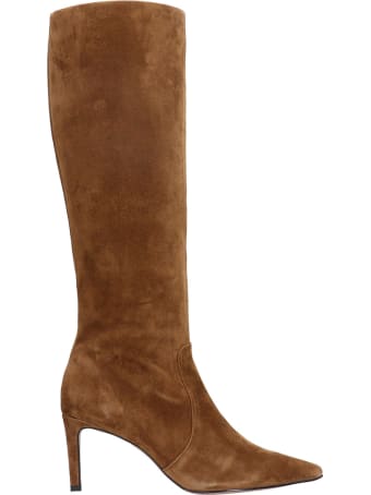 Bibi Lou High Heels Boots In Brown Suede