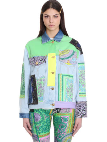 Versace Casual Jacket In Cyan Denim