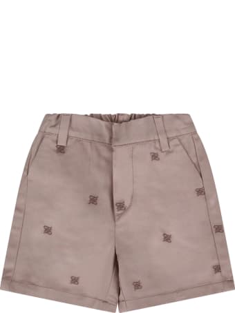 Fendi Beige Short With Double Ff For Babyboy