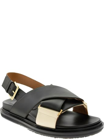 Marni Criss Cross Fussbett Sandal Black/white