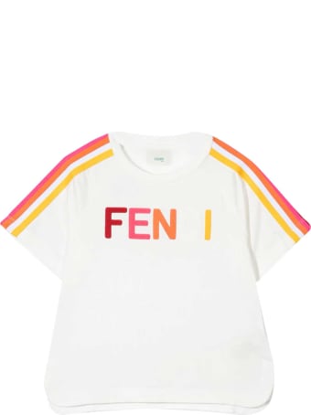 Fendi White T-shirt With Multicolor Applications
