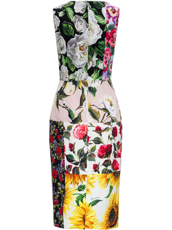 Dolce & Gabbana Charmeous Sleeveless Stretch Silk Patchwork Midi Dress