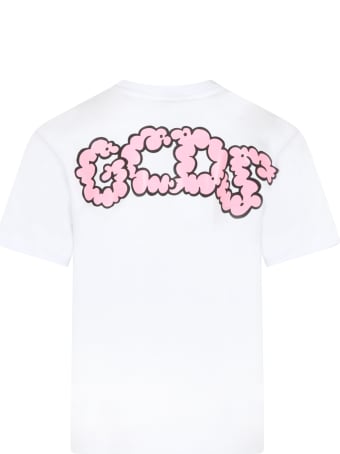 GCDS Mini White T-shirt For Girl With Cherry