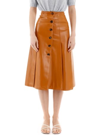 A.W.A.K.E. Mode Faux Leather Panel Skirt