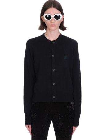 Acne Studios Keva Face Cardigan In Black Wool