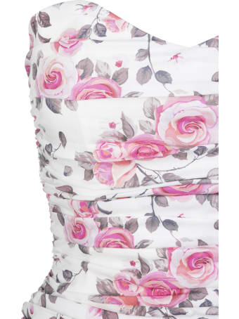 Giuseppe di Morabito Draped Floral Sleeveless White Short Dress