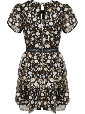 self-portrait Floral Sequin Mini Dress