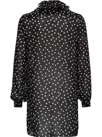 Saint Laurent Dotted Print See-through Blouse