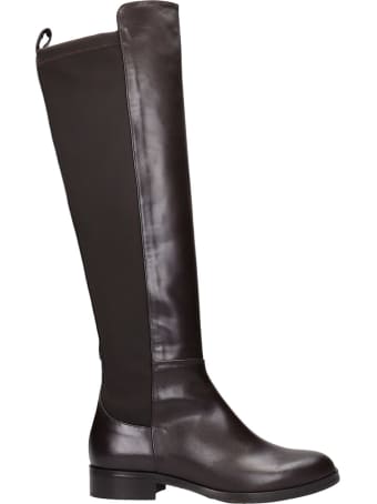 Fabio Rusconi Low Heels Boots In Brown Leather