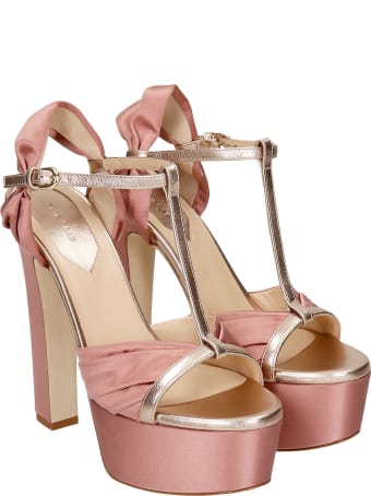 Elie Saab Sandals In Rose-pink Satin