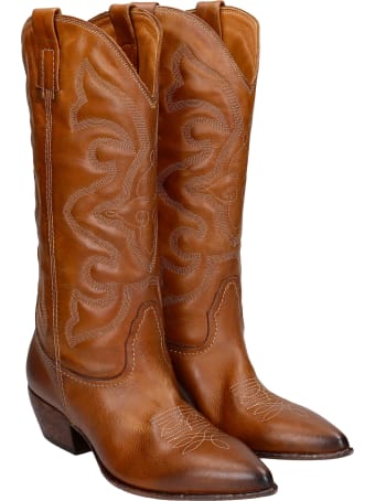 Elena Iachi Texan Boots In Leather Color Leather