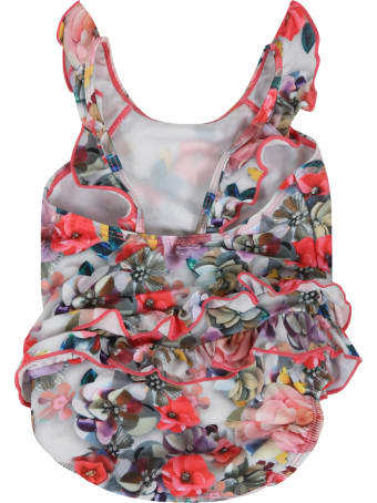 Molo Multicolor Swimwear "nalani" For Babygirl With Flowers