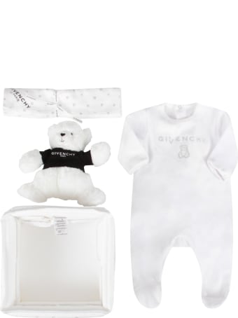 Givenchy White Set For Babykids With Bear