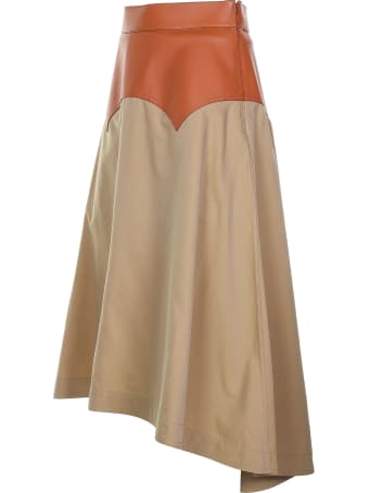 Loewe Tan And Beige Midi Skirt