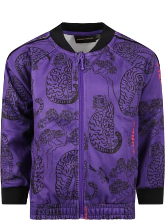 Mini Rodini Purple Sweatshirt For Kids With Tigers