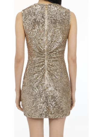 Balmain Short Dress With Golden Sequins