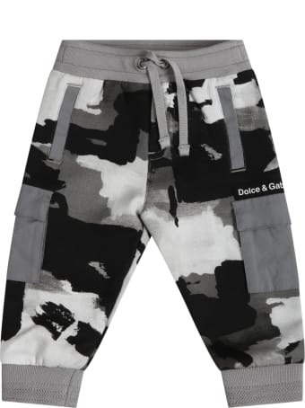 Dolce & Gabbana Multicolor Sweatpants For Babyboy With Logo