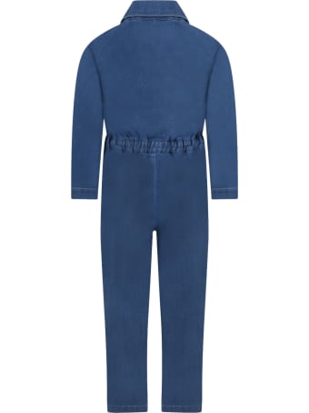Mini Rodini Blue Onesie For Girl With Logo