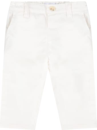 Armani Collezioni White Trouser For Babyboy With Iconic Eagle