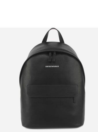 Emporio Armani Backpack In Regenerated Leather With Saffiano Print
