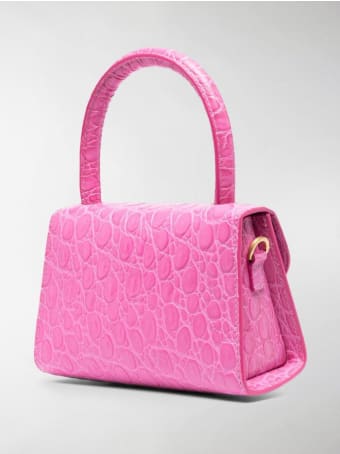 BY FAR Circular Mini Handbag In Crocodile Print Leather