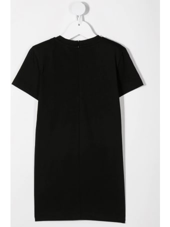 Balmain Kid Black Maxi T-shirt Dress With Starss Logo