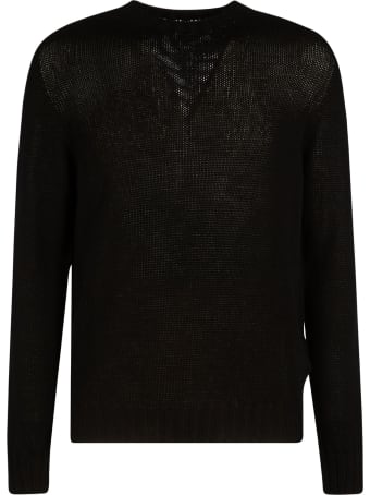 Palm Angels Wings Knit Boxy Crewneck Sweatshirt