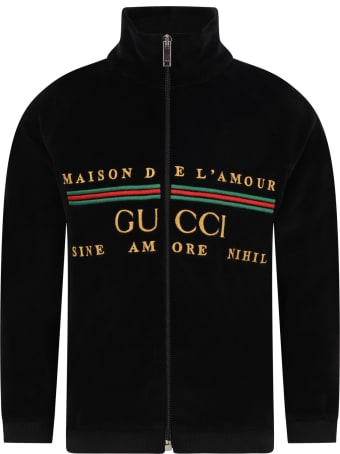 Gucci Black Sweatshirt For Kids With Logo