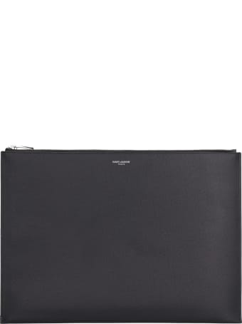 Saint Laurent Grainy Leather Flat Pouch