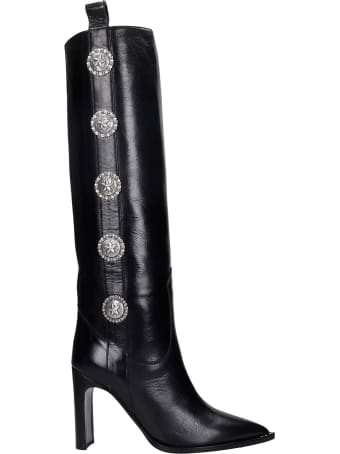 Kate Cate High Heels Boots In Black Leather