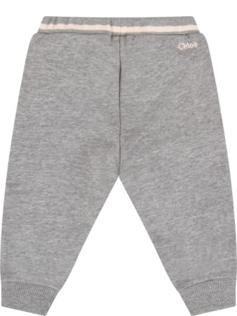 Chloé Grey Sweatpant With Logo For Baby Girl