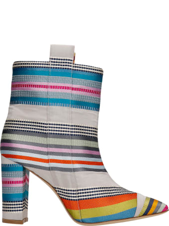 Bams High Heels Ankle Boots In Grey Fabric