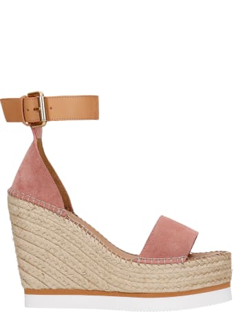 See by Chloé Wedges In Rose-pink Suede