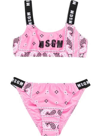 MSGM Pink Teen Bikini With Paisley Print