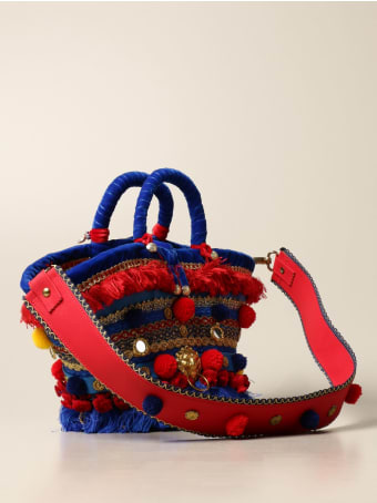 Sikuly Handbag Catania Sikuly Coffa Bag With Multi Embroidery And Applications
