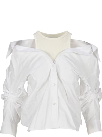 T by Alexander Wang Layered Off-the-shoulder Shirt